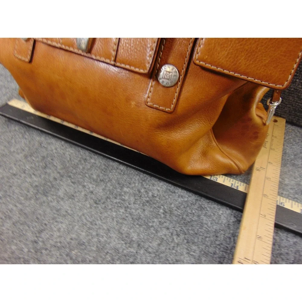 Michael Kors Satchel Tan Leather Buckle Large Handbag Shoulder Bag Distressed - Picture 3 of 14